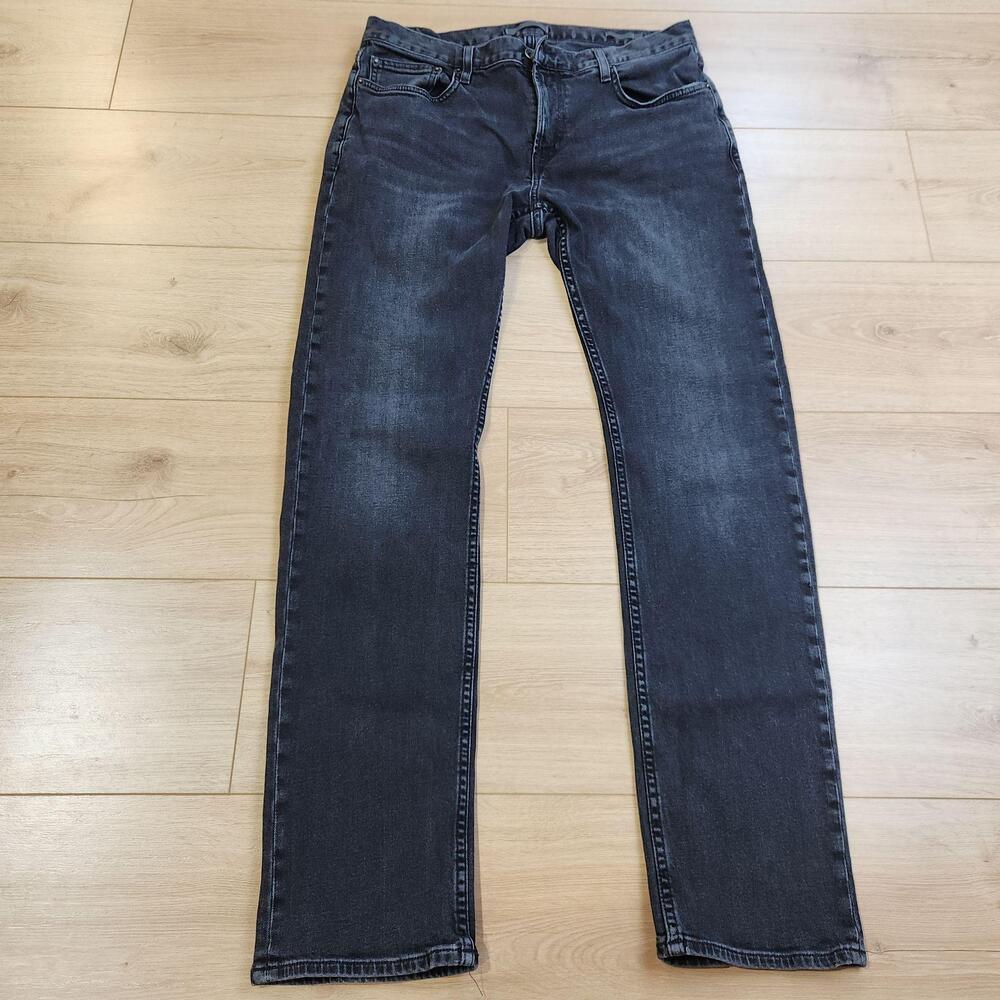 John Varvatos JV701 Jeans Mens 33x32 Black Straight Stretch Denim Casual